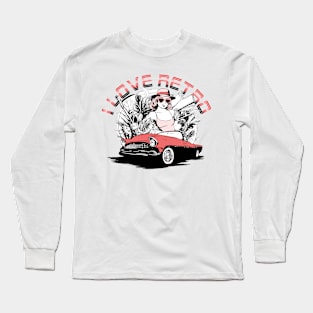 i love retro themed car and girl design Long Sleeve T-Shirt